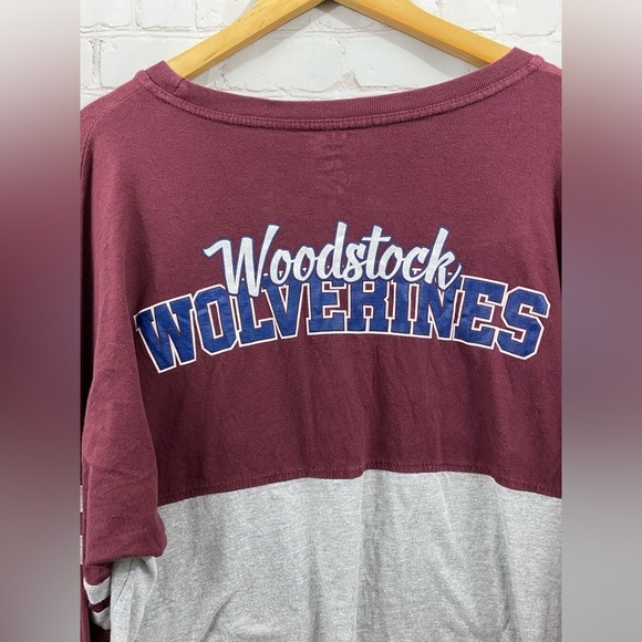 Woodstock Wolverines Spirit Jersey Mens Size Large Maroon & Gray Long Sleeve - Picture 5 of 5
